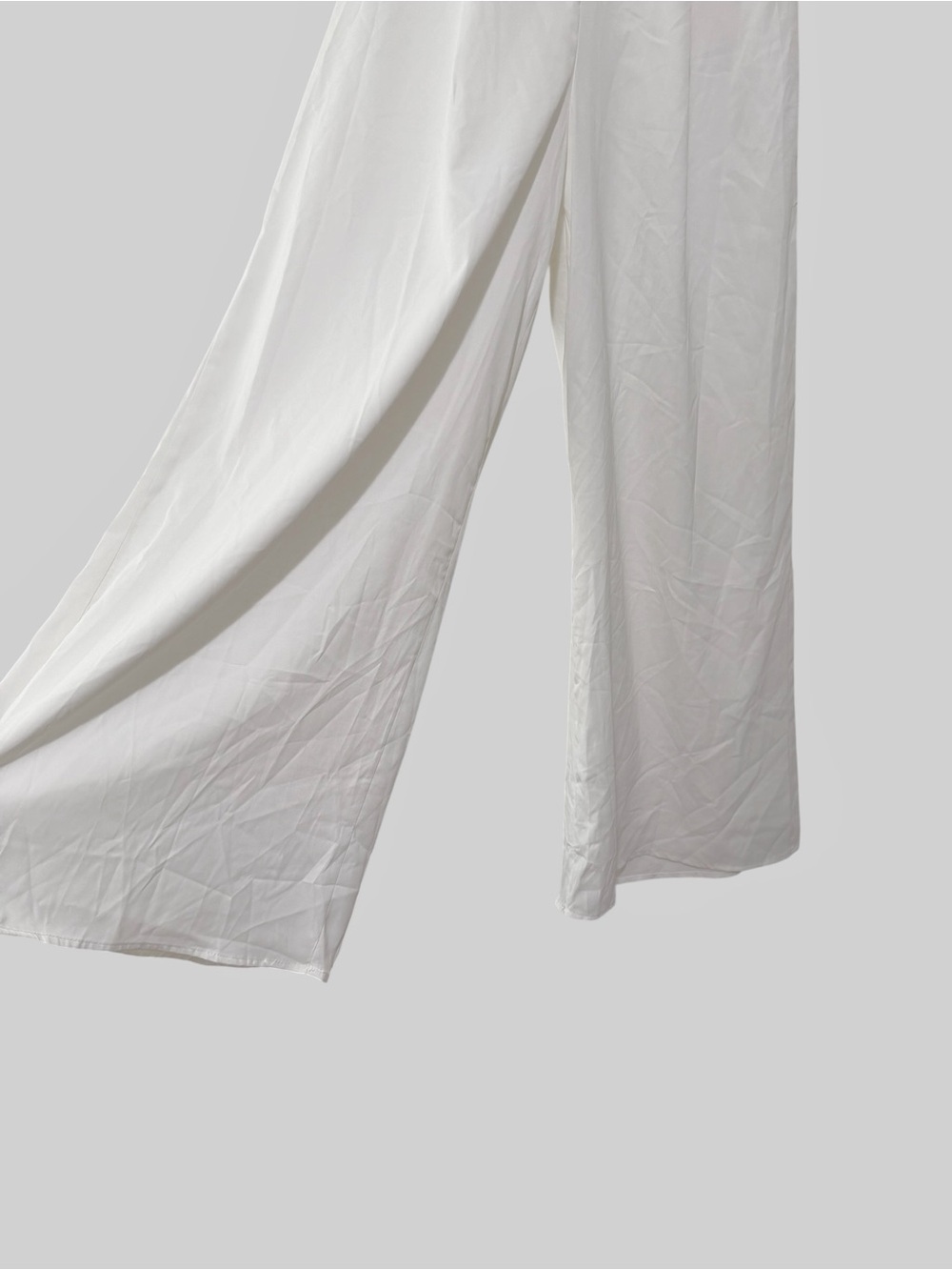 White Halter Wide Leg with Front Keyhole Jumpsuit - Picture 6 of 8